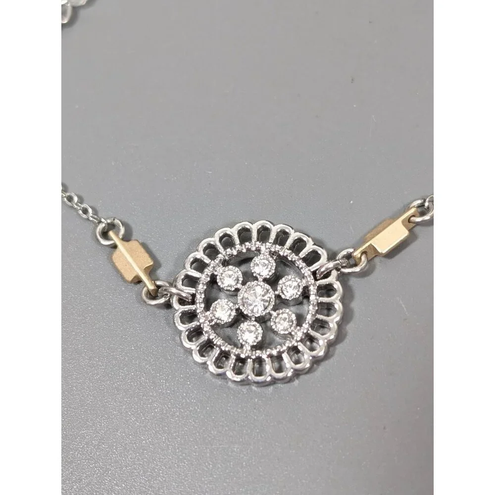 Express Two Tone Rhinestone Medallion Dainty Choker‎ Necklace 15